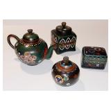 11 Japanese Cloisonne Trinket Box, Teapot, Ginger Jar, Incense Jar
