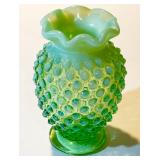 34 Fenton Green Hobnail Vase