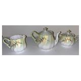 87 Porcelain Teapot, Creamer & Sugar w/ Lids, R.S. Prissia (SET)