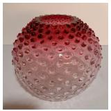 62 Cranberry Rubina Hobnail Glass Rose Bowl/Vase (1880, Hobbs, Brockunier & Co)