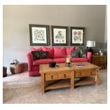 Henredon Sofa and Mexican Rustic Pine Coffee Table
