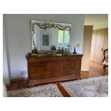 Thomasville burl wood bedroom set w/marble tops