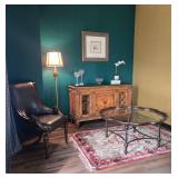 Marble top solid wood hand painted credenza