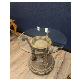 Round Glasstop Pedestal Decor Table