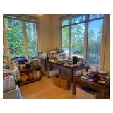 Bellevue Estate Sale kitchenware with dishes cookware mixers and vintage kitchen items.