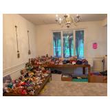 Large collection of dolls stuffed animals Beenie Babies hats and at a Bellevue Estate Sale.