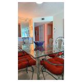 Wrought iron glass top dining