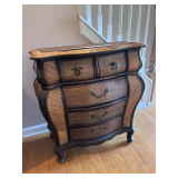 Hand woven rattan bombe chest 