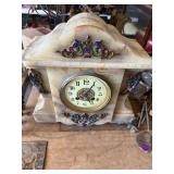 Decorative banded onyx mantel clock