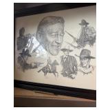 Framed John Wayne Western portrait collage