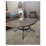 Oval granite-top coffee table (set of 3 tables - round, oval, & square)