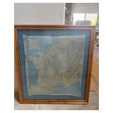Framed blue-and-tan 