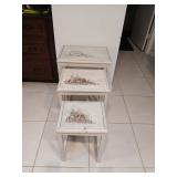 Vintage Chinoiserie Nesting Tables with Pagoda Scenes
