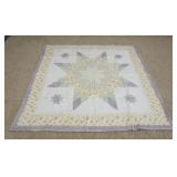 1010	HAND SEWN QUILT, SOME STAINING, APPROXIMATELY 79 IN X 82 IN