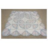 1011	HAND SEWN QUILT, SOME STAINING, APPROXIMATELY 89 IN X 91 IN