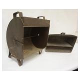1023	PRIMITIVE TIN FIREPLACE ROTISSERIE & TIN REFLECTOR OVEN, LARGEST APPROXIMATELY 18 IN X 12 IN X 