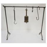 1025	HAND FORGED HEARTH RACK W/CLOCKWORK ROTISSERIE & POT HANGERS, APPROXIMATELY 11 IN X 35 IN X 31 