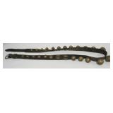 1030	BRASS SLEIGH BELLS, 25 GRADUATED BELLS ON LEATHER BELT, APPROXIMATELY 86 IN LONG