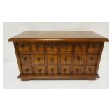 1033	WALNUT 18 DRAWER CABINET, APPROXIMATELY 25 IN X 12 IN X 14 IN HIGH