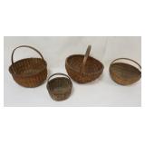 1035	GROUP OF 4 SPLINT WOOD WOVEN BASKETS, LARGEST APPROXIMATELY 15 IN X 13 IN HIGH