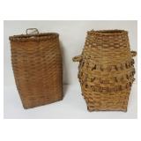 1037	2 SPLINT WOOD WOVEN BASKETS, LARGEST APPROXIMATELY 25 IN HIGH