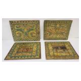 1041	CARVED POLYCHROME DECORATED WOOD PANELS, EACH APPROXIMATELY 17 IN X 21 IN