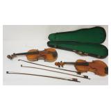 1047	2 VIOLINS W/3 BOWS & ONE CASE