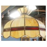 1055	STAIN GLASS HANGING DOME, APPROXIMATELY 21 IN X 14 IN