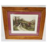 1061	FRAMED & MATTED HAND COLORED HUNT SCENE TITLED *THE FIRST OF NOVEMBER*, APPROXIMATELY 30 IN X 3