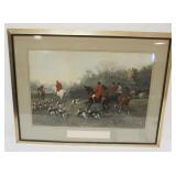 1062	FRAMED & MATTED HAND COLORED HUNT SCENE TITLED *THE START OF THE MEET*, APPROXIMATELY 30 IN X 3