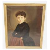 1063	OIL CANVAS PORTRAIT OF WOMAN, SIGNED ON REVERSE PAINTED BY JD CLEMENCE, 1888, SOME PAINT LOSS, 