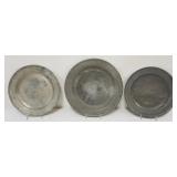 1068	3 PEWTER CHARGERS, LARGEST APPROXIMATELY 15 IN