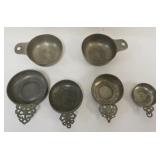 1072	PEWTER PORRINGERS, LARGEST APPROXIMATELY 8 IN X 6 IN X 2 IN H