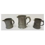 1073	PEWTER SPOUTED PUB MEASURES, LARGEST APPROXIMATELY 6 IN H