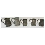 1074	GROUP OF PEWTER MEASURES, LARGEST APPROXIMATELY 6 IN H, 1 MARKED J. GAMBLE MELTON