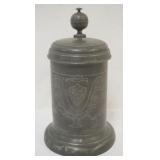 1076	PEWTER STEIN DATED 1773 9 1/2 IN