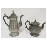 1091	EARLY AMERICAN PEWTER TEAPOTS, ROSWELL GLEASON MA, TALLEST APPROXIMATELY 12 IN H