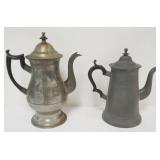 1092	EARLY AMERICAN PEWTER TEAPOTS, ROSWELL GLEASON MA, TALLEST APPROXIMATELY 13 IN H