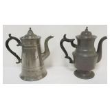 1104	EARLY AMERICAN PEWTER TEAPOTS CA 1830, CONNECTICUT, J. DANFORTH & WILLIAM SAVAGE, TALLEST APPRO