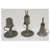 1106	PEWTER OIL LAMPS, TALLEST APPROXIMATELY 9 IN