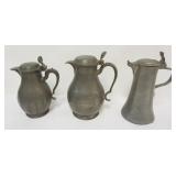 1114	GROUP OF PEWTER FLAGONS,TALLEST APPROXIMATELY 10 1/2 IN H