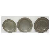 1118	PEWTER CHARGERS, 2 MARKED TOWNSEND AND COMPTON, LARGEST APPROXIMATELY 13 1/2 IN