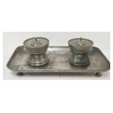 1121	PEWTER DOUBLE INKWELL, APPROXIMATELY 9 1/2 IN X 5 1/2 IN X 4 IN H