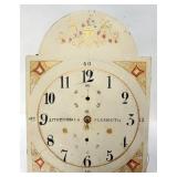 1125	WOOD TALL CASE CLOCK MOVEMENT AND FACE, APPROXIMATELY 12 IN X 17 IN X 6 IN