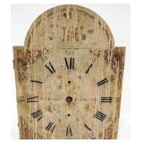 1126	WOOD TALL CASE CLOCK MOVEMENT AND FACE, APPROXIMATELY 12 IN X 16 IN X 7 IN