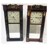 1128	EMPIRE SHELF CLOCKS JERROME & DARROW, CHANCEY BOARDMAN, TALLEST APPROXIMATELY 35 IN HIGH, PAINT