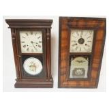 1130	EMPIRE OGEE SHELF CLOCKS, SETH THOMAS, JC BROWN, TALLEST APPROXIMATELY 26 IN HIGH, PAINT LOSS