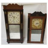 1131	EMPIRE OGEE SHELF CLOCKS, ONE WITH LABEL SILAS HOADLEY PLYMOUTH CONN, TALLEST APPROXIMATELY 37 