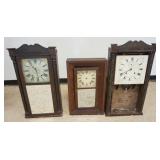 1137	GROUP OF 3 EMPIRE FEDERAL SHELF CLOCKS FOR PARTS OR RESTORATION, INCLUDING E. TERRY & SONS, TAL