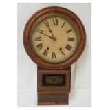 1142	VICTORIAN WALL CLOCK WITH REVERSE PAINTED LOWER DOOR, APPROXIMATELY 29 IN H